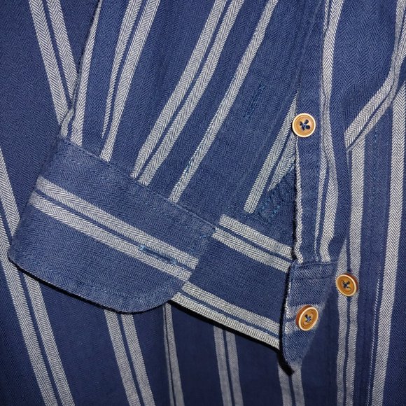 Zara Mens Size Large  Navy/White Striped 99%  Very Soft Cotton Slim fit… - Picture 2 of 8